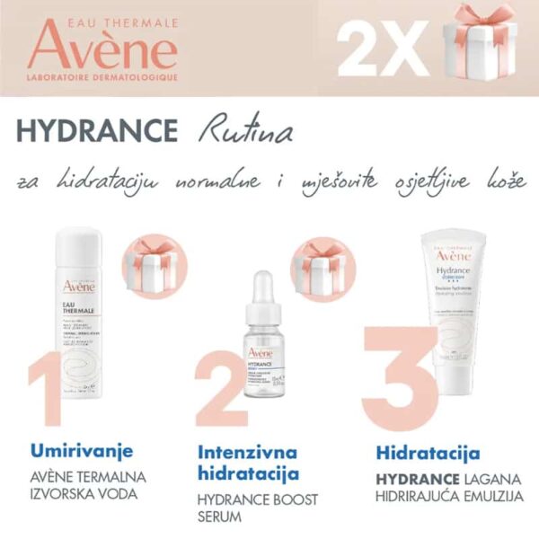 Avene Rutina Hydrance Lagana emulzija 40 ml + PROMO: termalna 50 ml + Hydrance Boost serum 10 ml + neseser