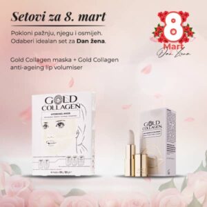 Gold Collagen Hydrogel Mask Set a4 + Gold Collagen Lip Volumiser