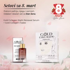 Gold collagen night renewal serum 30ml + Gold collagen hydrogel mask set a4